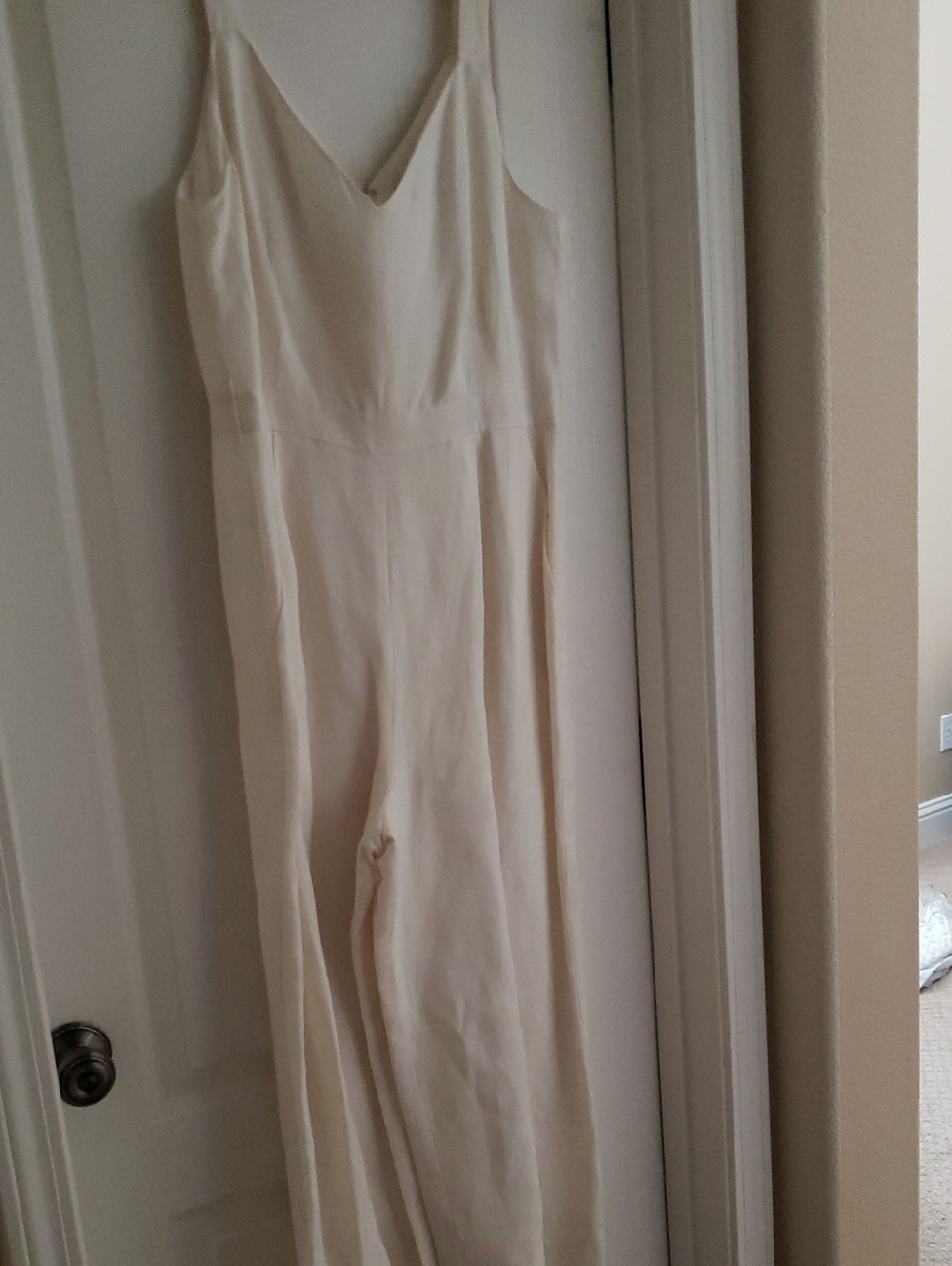 LOFT Cream V-Neck Jumpsuit